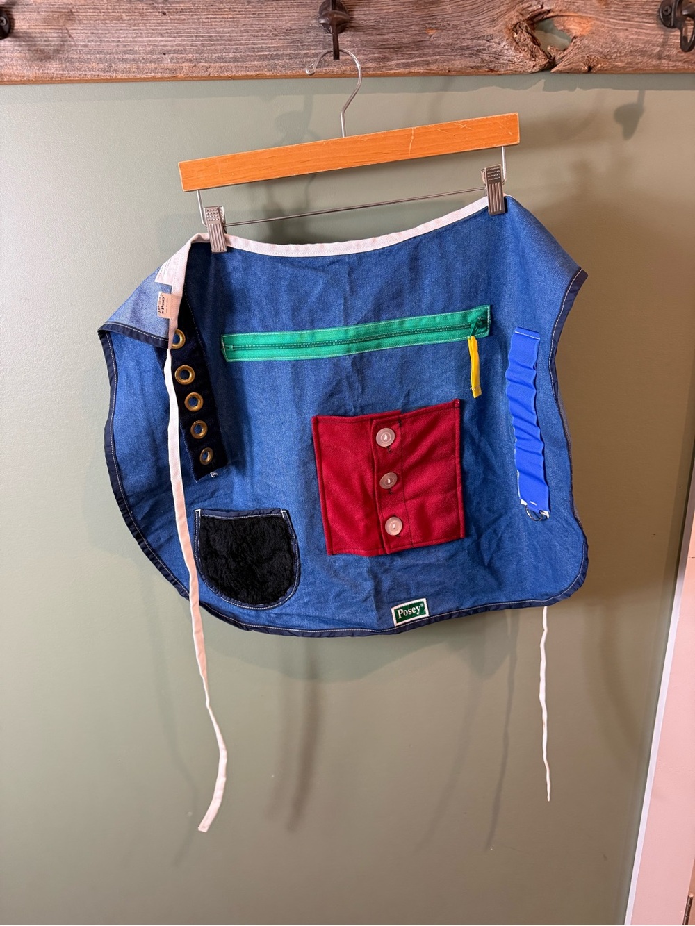 Denim Activity Apron with Multicolor Pockets